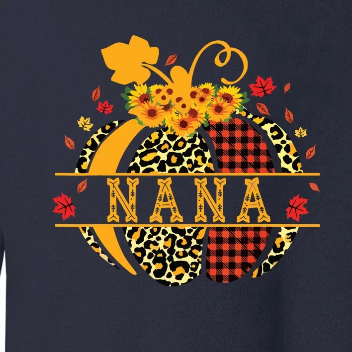 Nana Leopard Print Pumpkin For Grandma Nana Women Fall Toddler Sweatshirt