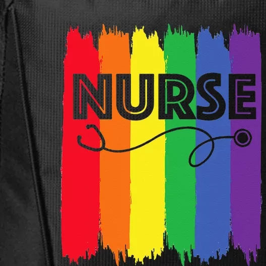 Nurse LGBT Rainbow Registered Nursing RN Gay Pride Flag Ally City Backpack