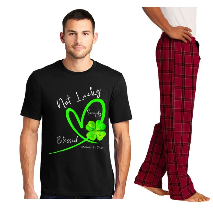 Not Lucky Simply Blessed Christian Shamrock St Patricks Day Pajama Set