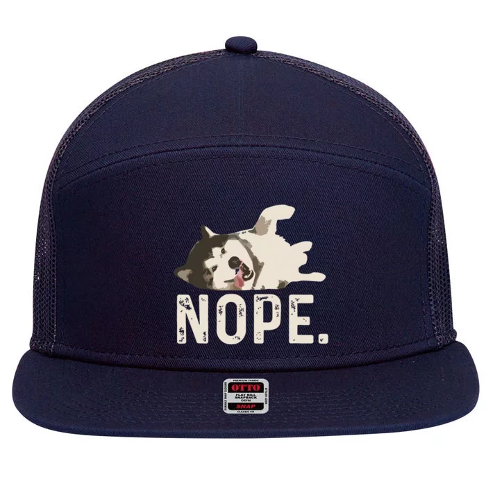 Nope Lazy Siberian Husky 7 Panel Mesh Trucker Snapback Hat