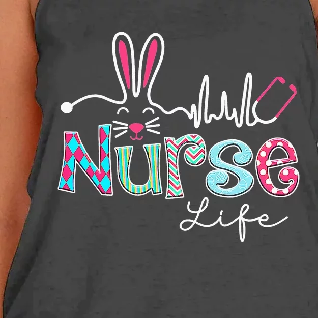 Nurse Life Stethoscope Nursing Cute Easter Bunny Easter Day Women's Knotted Racerback Tank