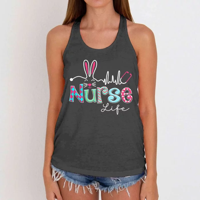 Nurse Life Stethoscope Nursing Cute Easter Bunny Easter Day Women's Knotted Racerback Tank