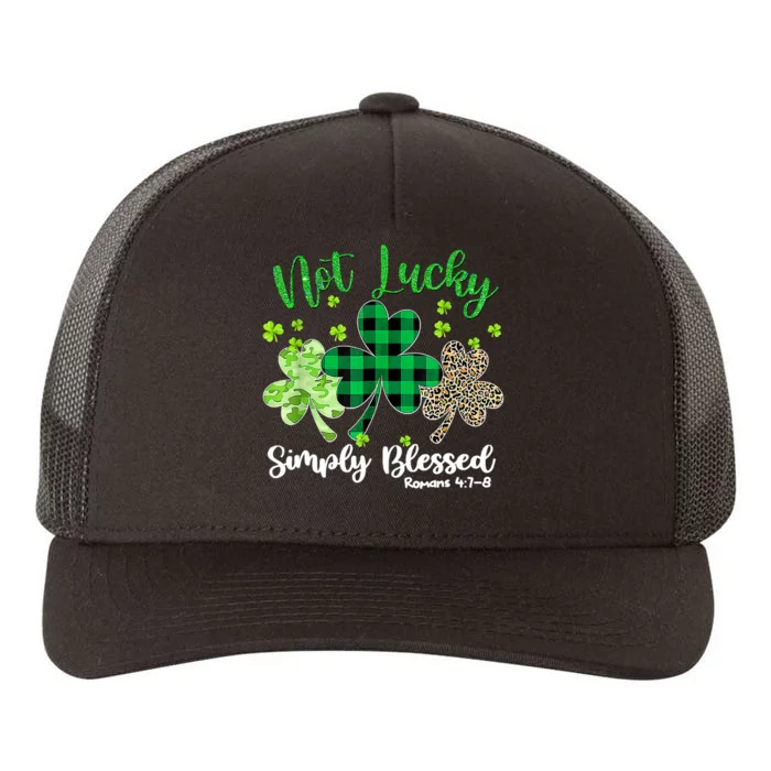 Not Lucky Simply Blessed Leopard Shamrock St Patricks Day Yupoong Adult 5-Panel Trucker Hat