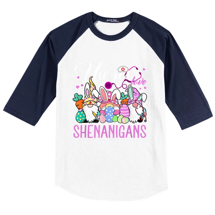 Nurses Love Shenanigans Gnome Easter Day Nurse Baseball Sleeve Shirt