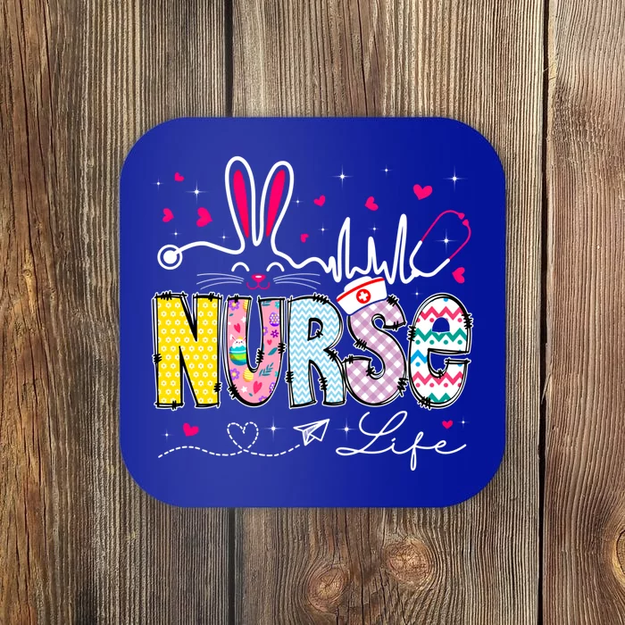 Nurse Life Stethoscope Nursing Cute Easter Bunny Easter Day Gift Coaster