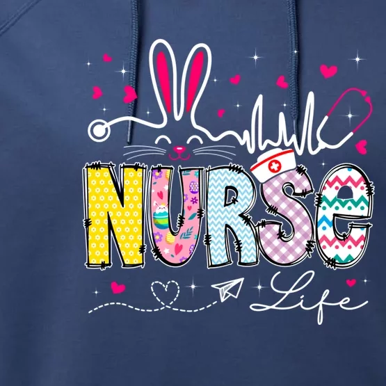 Nurse Life Stethoscope Nursing Cute Easter Bunny Easter Day Gift Performance Fleece Hoodie