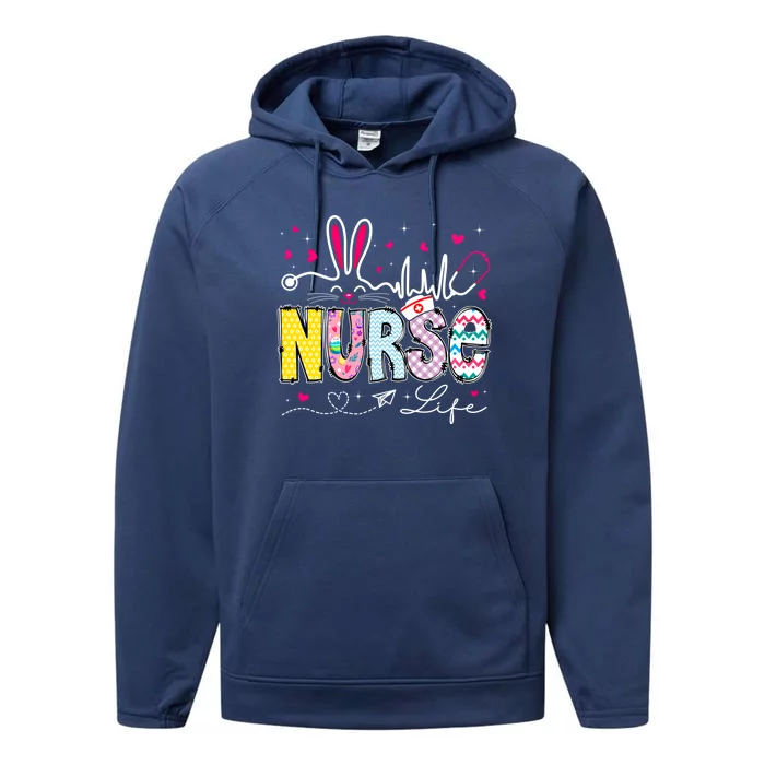 Nurse Life Stethoscope Nursing Cute Easter Bunny Easter Day Gift Performance Fleece Hoodie