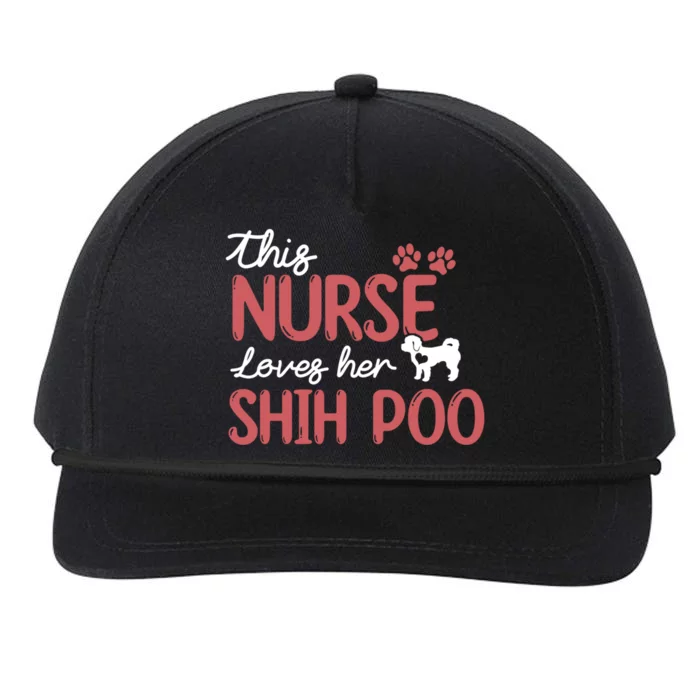 Nurse Loves Shih Poo Dog Lovers Funny Gift For Mom Nurse Gift Snapback Five-Panel Rope Hat