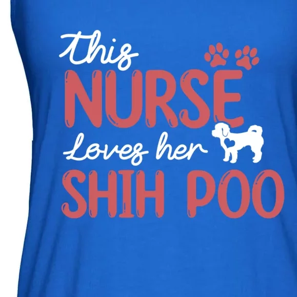 Nurse Loves Shih Poo Dog Lovers Funny Gift For Mom Nurse Gift Ladies Essential Flowy Tank