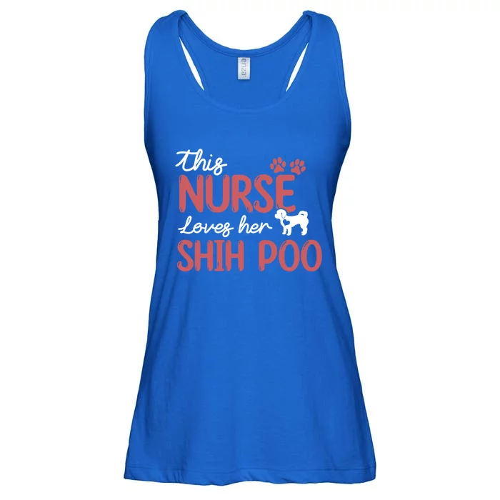 Nurse Loves Shih Poo Dog Lovers Funny Gift For Mom Nurse Gift Ladies Essential Flowy Tank