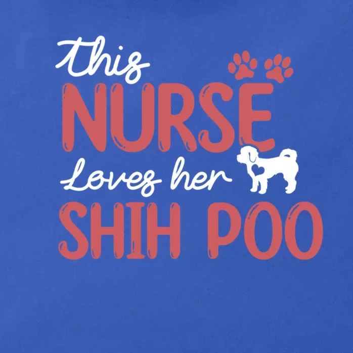 Nurse Loves Shih Poo Dog Lovers Funny Gift For Mom Nurse Gift Zip Tote Bag