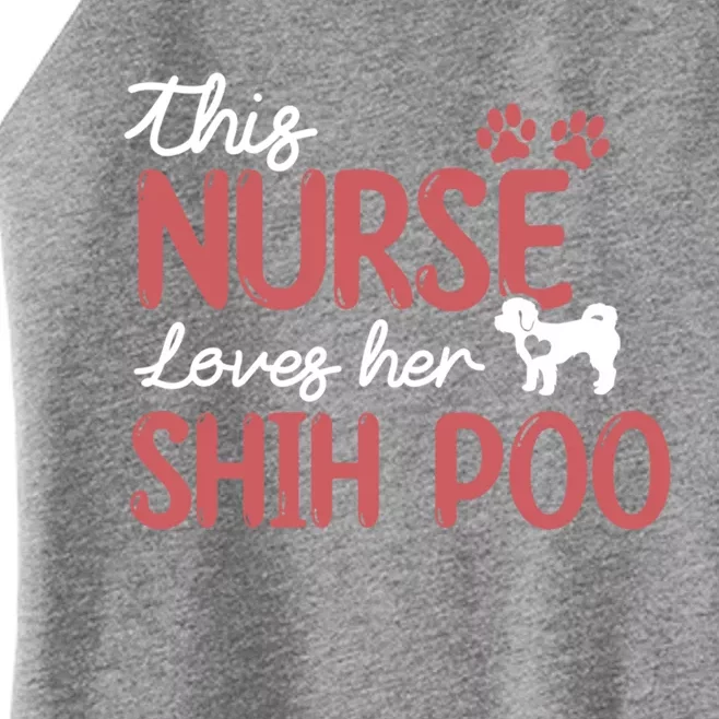 Nurse Loves Shih Poo Dog Lovers Funny Gift For Mom Nurse Gift Women’s Perfect Tri Rocker Tank