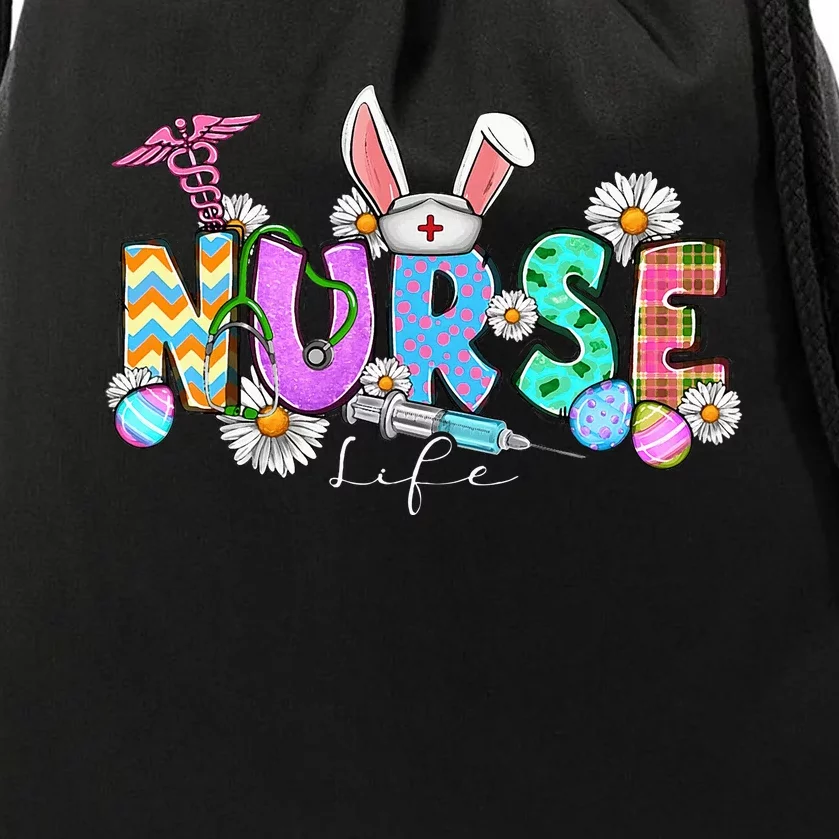 Nurse Life Stethoscope Nursing Cute Easter Bunny Drawstring Bag