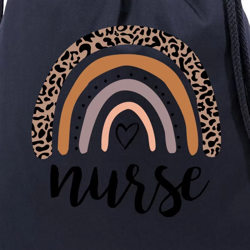 Nurse Life Student Rn Lpn Cna Cma Leopard Rainbow Nursing Meaningful Gift Drawstring Bag