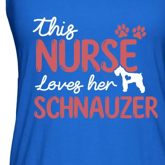 Nurse Loves Schnauzer Dog Lovers Funny Gift For Mom Nurse Gift Ladies Essential Flowy Tank