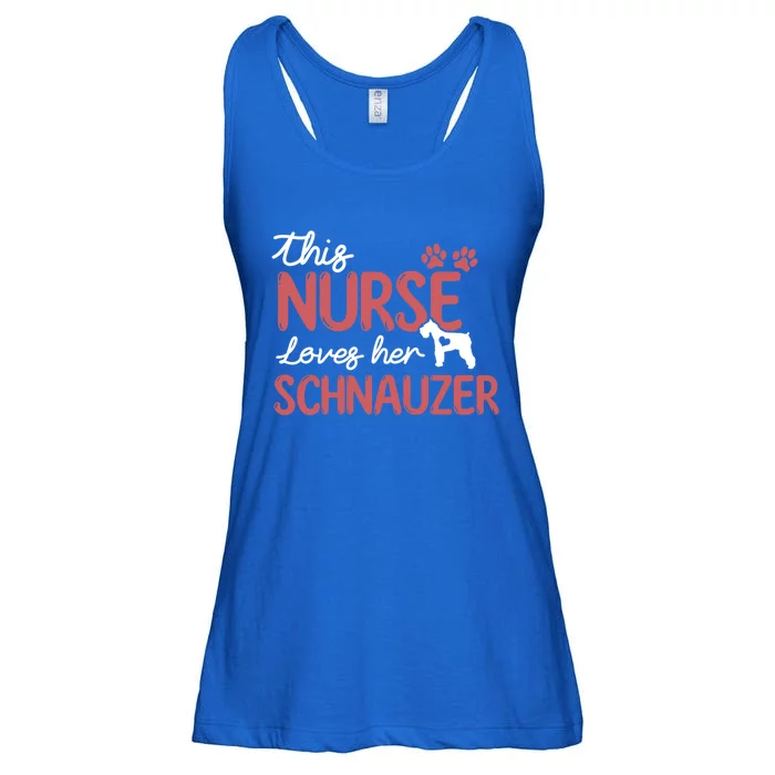 Nurse Loves Schnauzer Dog Lovers Funny Gift For Mom Nurse Gift Ladies Essential Flowy Tank