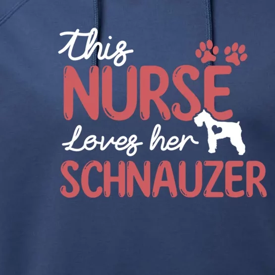 Nurse Loves Schnauzer Dog Lovers Funny Gift For Mom Nurse Gift Performance Fleece Hoodie