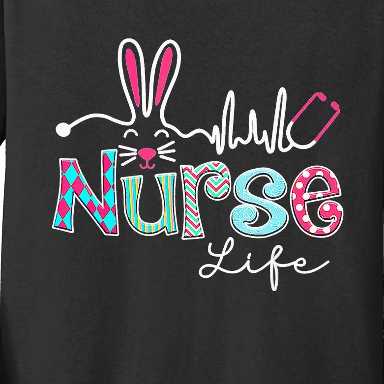 Nurse Life Stethoscope Nursing Cute Easter Bunny Easter Day Kids Long Sleeve Shirt