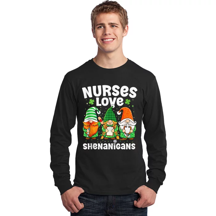 Nurses Love Shenanigans Irish Gnomes Nurse St Patricks Day Long Sleeve Shirt