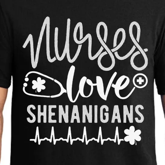 Nurses Love Shenanigans Lucky Nurse RN Funny St Pattys Day Pajama Set