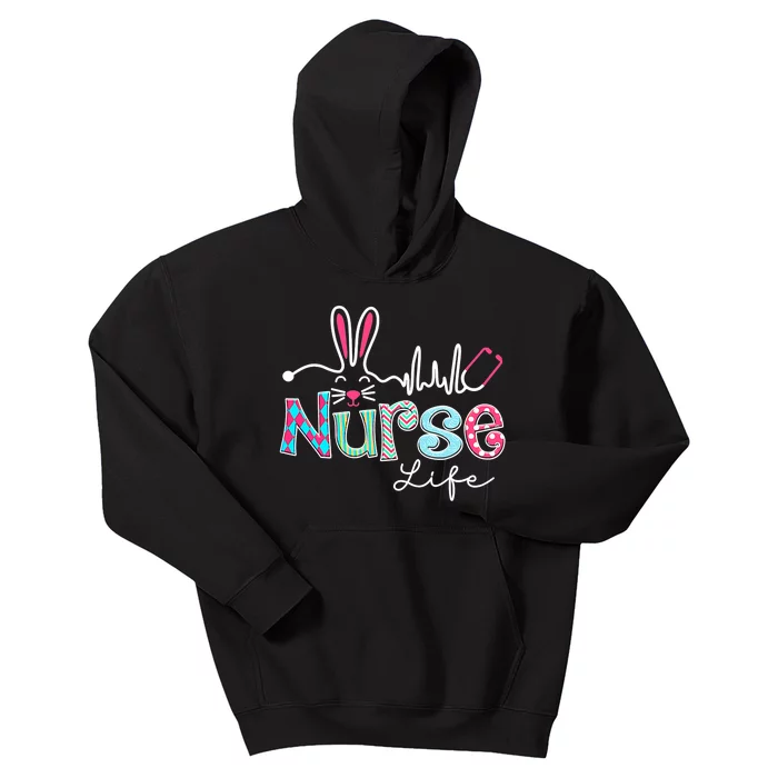 Nurse Life Stethoscope Nursing Cute Easter Bunny Easter Day Kids Hoodie