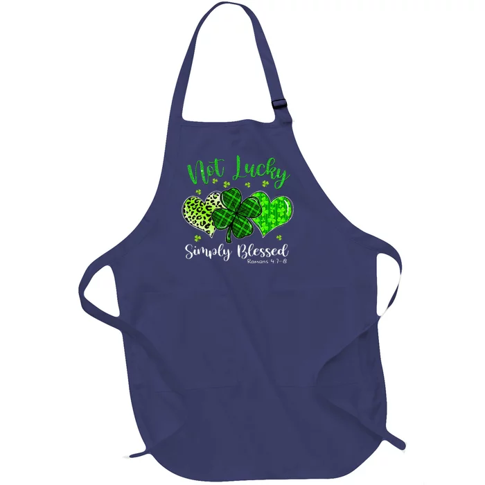 Not Lucky Simply Blessed Christian Shamrock St Patricks Day Full-Length Apron With Pocket