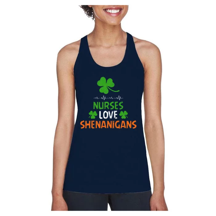 Nurses Love Shenanigans Funny St Patricks Day Gift Women's Racerback Tank