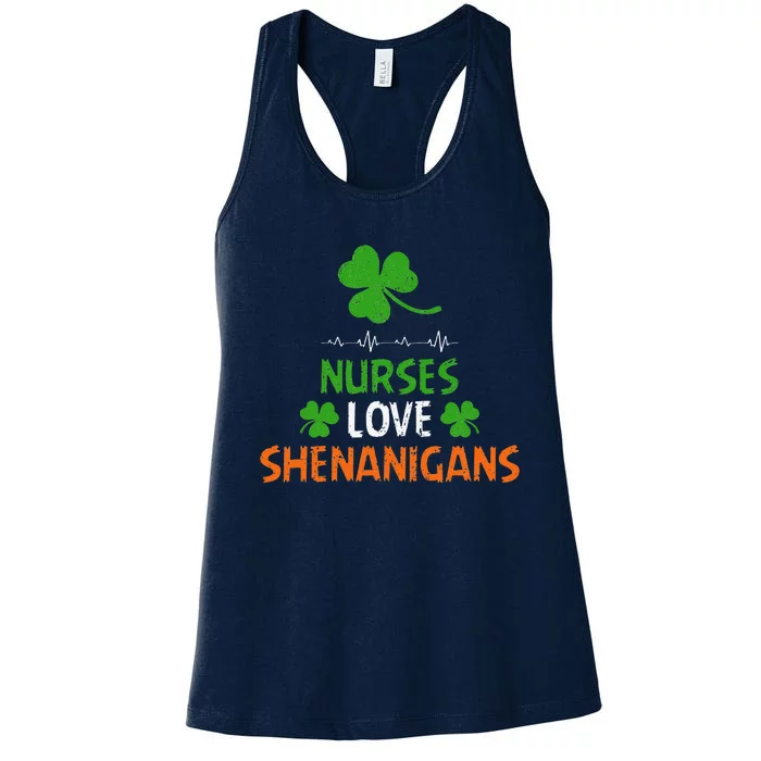 Nurses Love Shenanigans Funny St Patricks Day Gift Women's Racerback Tank