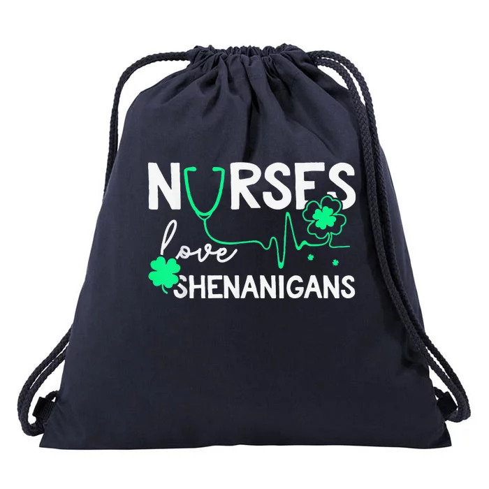 Nurses Love Shenanigans Funny St Patricks Day Nursing Funny Drawstring Bag