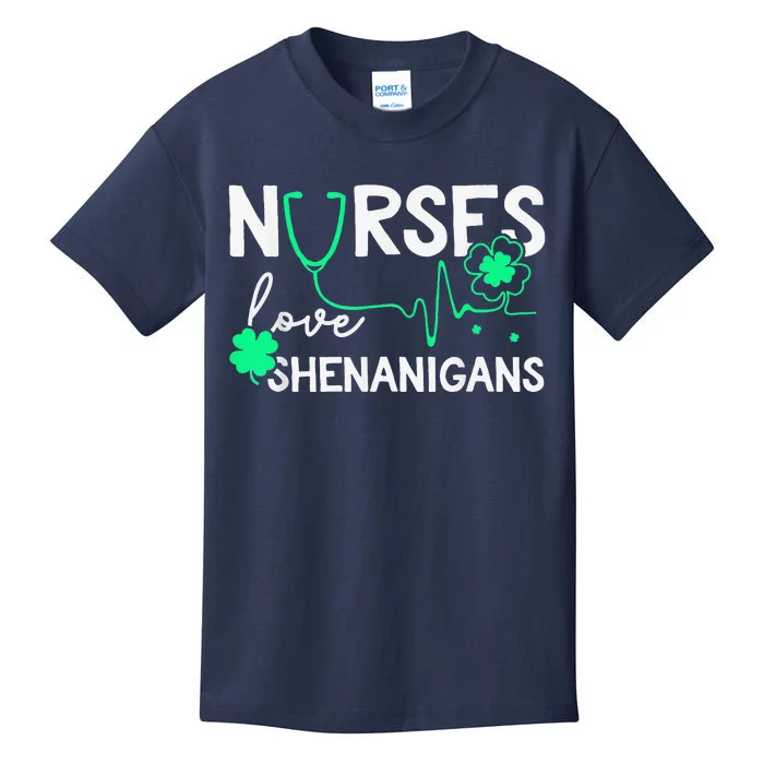 Nurses Love Shenanigans Funny St Patricks Day Nursing Funny Kids T-Shirt