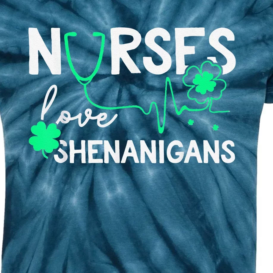 Nurses Love Shenanigans Funny St Patricks Day Nursing Funny Kids Tie-Dye T-Shirt