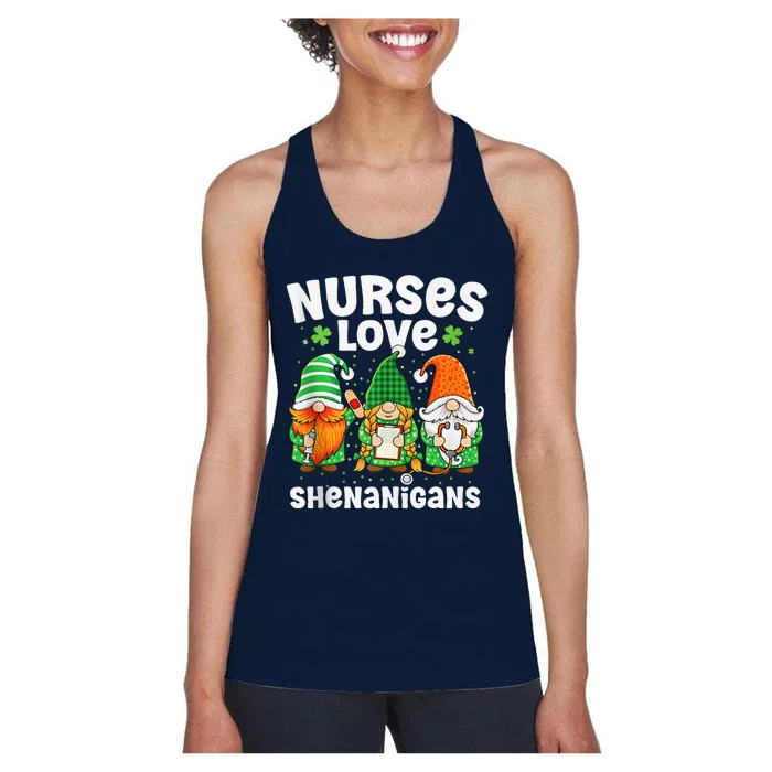 Nurses Love Shenanigans Irish Gnomes Nurse St Patricks Day Women's Racerback Tank