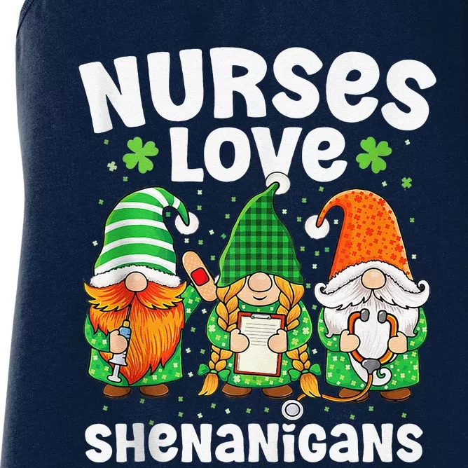 Nurses Love Shenanigans Irish Gnomes Nurse St Patricks Day Women's Racerback Tank