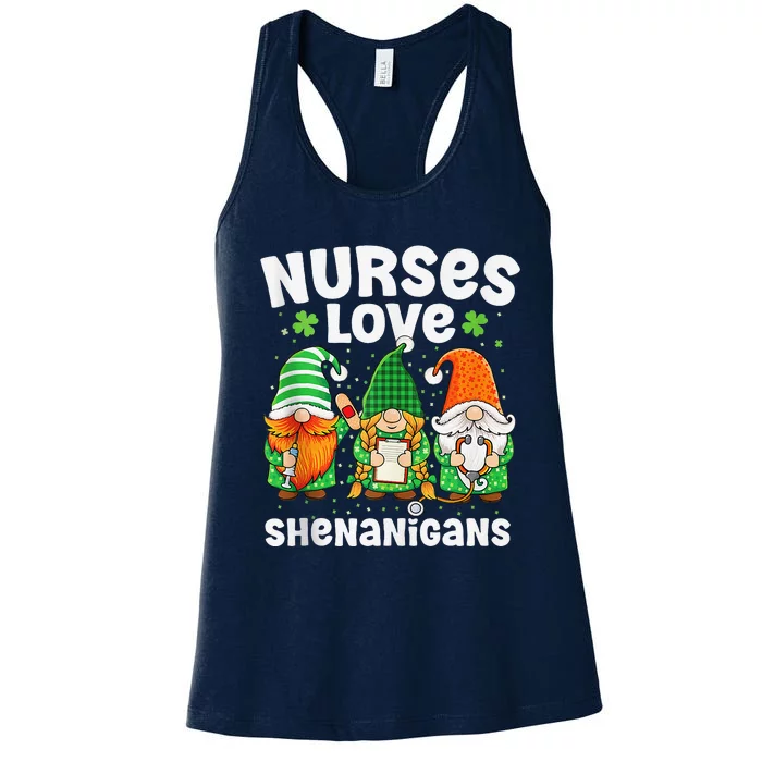 Nurses Love Shenanigans Irish Gnomes Nurse St Patricks Day Women's Racerback Tank