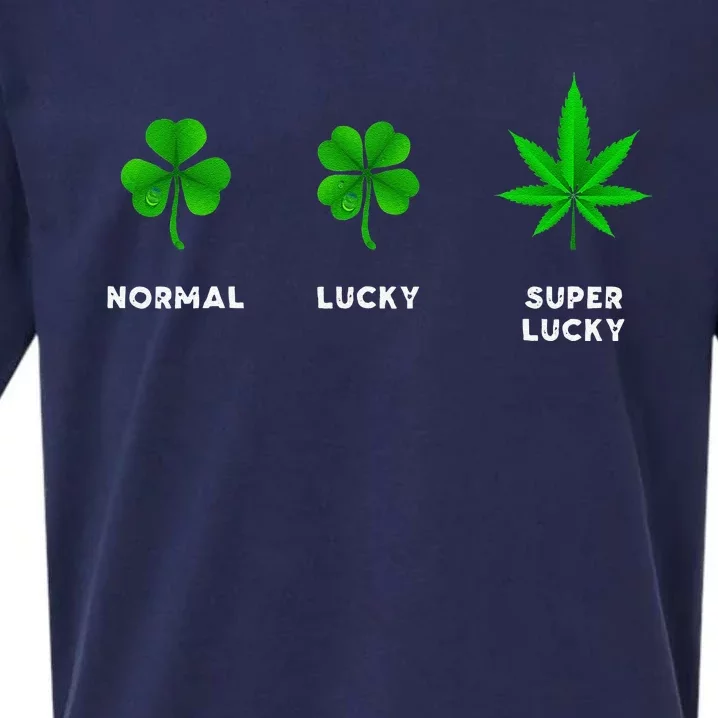 Normal Lucky Super Lucky Shamrock Weed Leaf St. Patricks Day Sueded Cloud Jersey T-Shirt