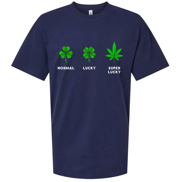 Normal Lucky Super Lucky Shamrock Weed Leaf St. Patricks Day Sueded Cloud Jersey T-Shirt