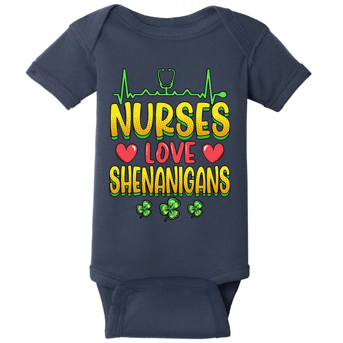 Nurses Love Shenanigans Saint Patricks Day Baby Bodysuit