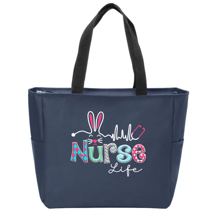 Nurse Life Stethoscope Nursing Cute Easter Bunny Easter Day Zip Tote Bag