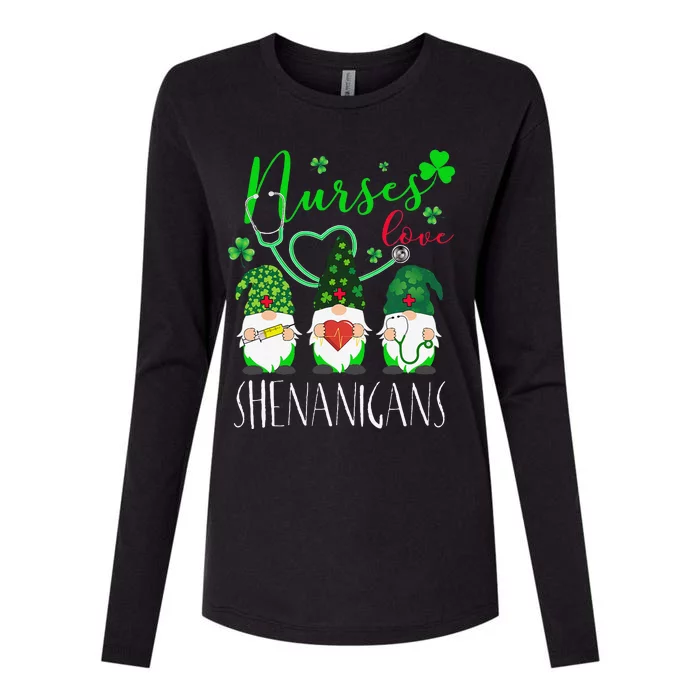 Nurses Love ShenanigansFunny Gnomes Nurse St Patricks Day Womens Cotton Relaxed Long Sleeve T-Shirt