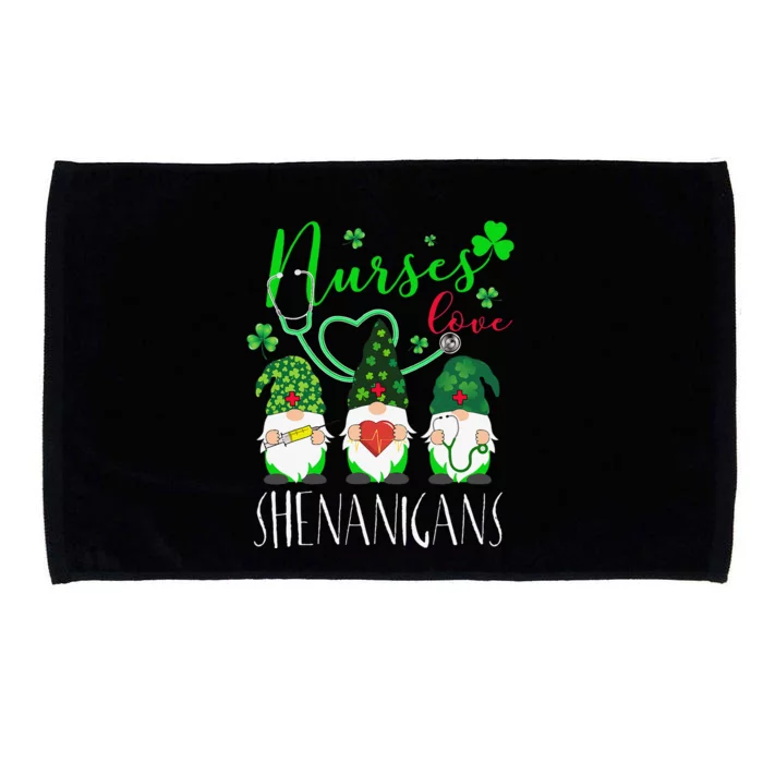 Nurses Love ShenanigansFunny Gnomes Nurse St Patricks Day Microfiber Hand Towel