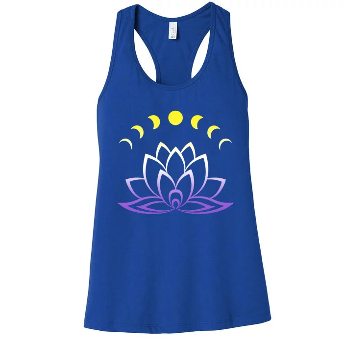 Nonbinary Lgbt Subtle Lotus Flower Moon Phase Enby Pride Gift Women's Racerback Tank