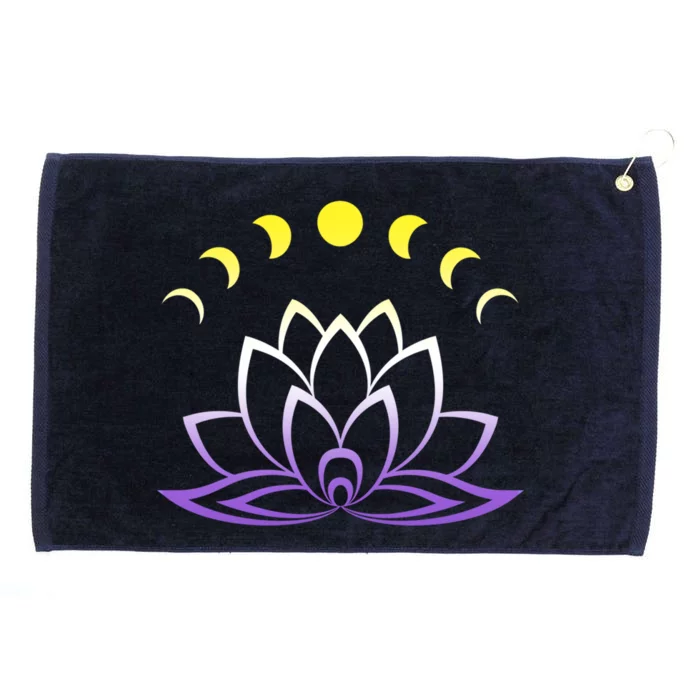 Nonbinary Lgbt Subtle Lotus Flower Moon Phase Enby Pride Gift Grommeted Golf Towel