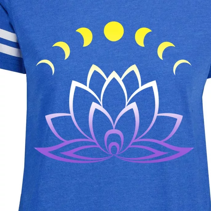 Nonbinary Lgbt Subtle Lotus Flower Moon Phase Enby Pride Gift Enza Ladies Jersey Football T-Shirt