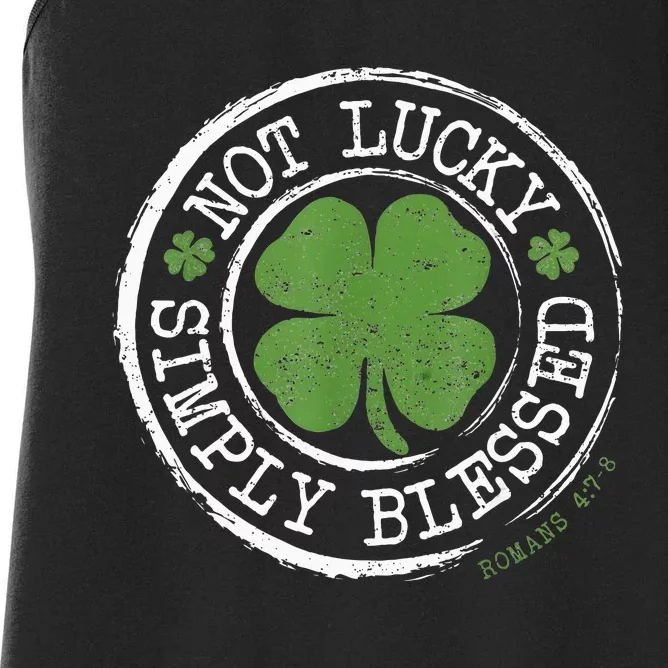 Not Lucky Simply Blessed Christian St Patricks Day Faith Women's Racerback Tank