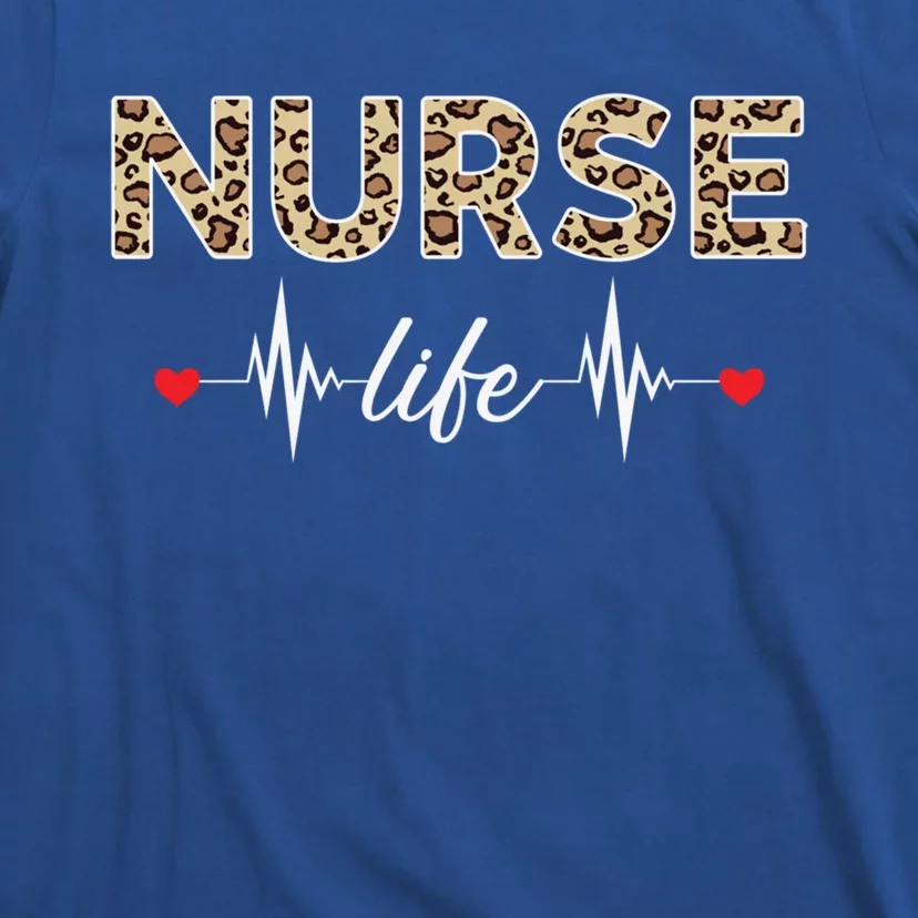 Nurse Life Stethoscope Leopard Nurses Er Icu Nicu Rn Nurses Cute Gift T-Shirt