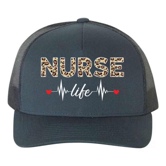 Nurse Life Stethoscope Leopard Nurses Er Icu Nicu Rn Nurses Cute Gift Yupoong Adult 5-Panel Trucker Hat