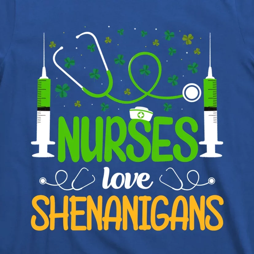 Nurses Love Shenanigans St Patricks Day Nursing Stethoscope Gift T-Shirt