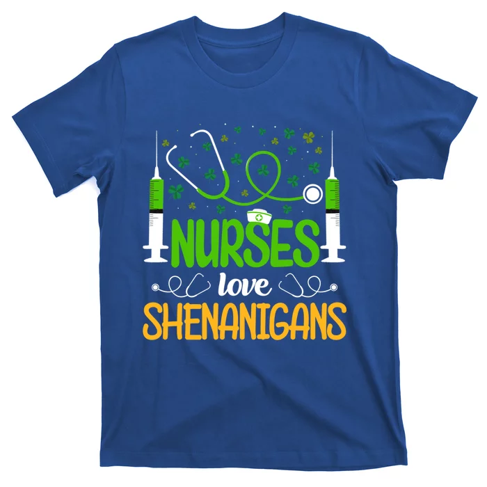 Nurses Love Shenanigans St Patricks Day Nursing Stethoscope Gift T-Shirt