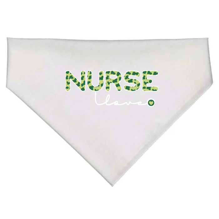 Nurse Love St Patricks Day Lucky Cow Print Gift USA-Made Doggie Bandana