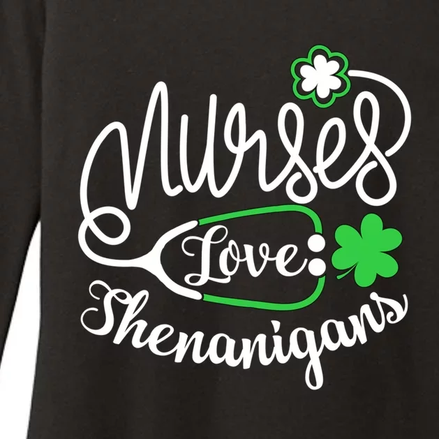 Nurses Love Shenanigans Gift Rn Funny St Pattys Day Lucky Nurse Cute Gift Womens CVC Long Sleeve Shirt